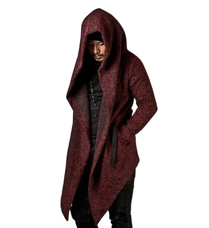 Повседневная модная мужская куртка с капюшоном асимметричным подолом