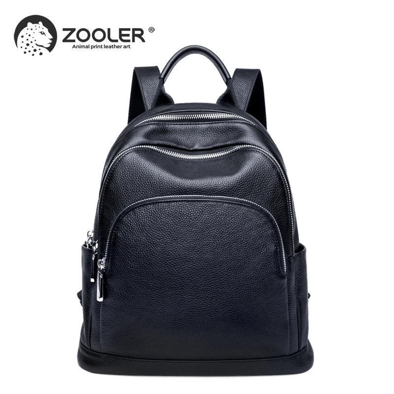 ZOOLER,, настоящая коровья кожа, черный, серебряный, Женский функциональный рюкзак, для девушек, верхний слой, Воловья кожа, школьная сумка, Mochila# HH200