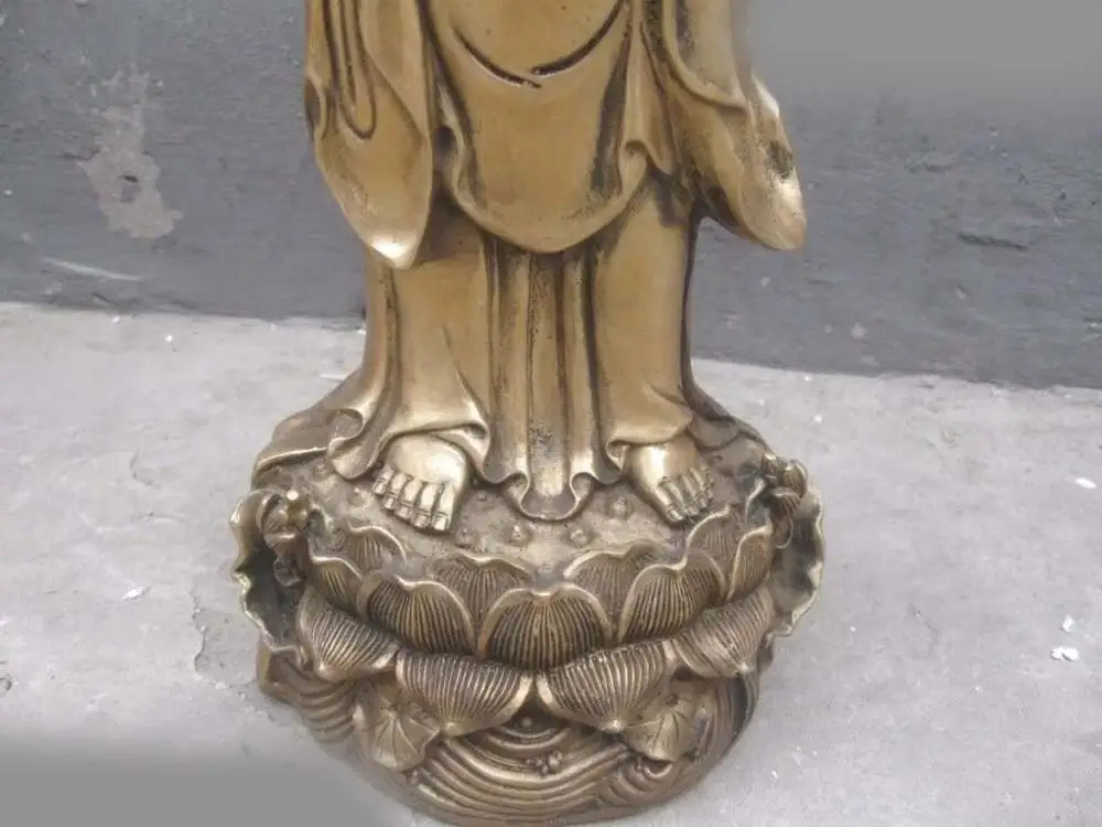 20&quot China copper brass Carved Of as one wishes Kwan-yin buddha Sculpture statue | Дом и сад