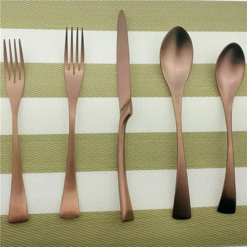 Upscale Favors Rose Gold Matte Cutlery 18/10 Stainless Steel Coffee Tea Fork Dinnerware Steak Knife Tableware Set | Дом и сад