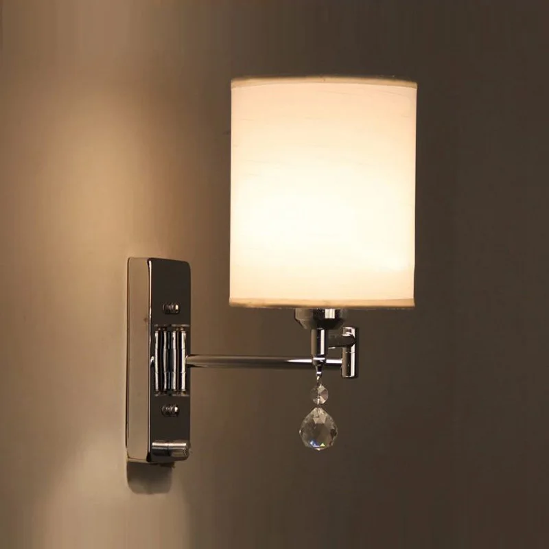 Простой дизайн тканевый настенный светильник для спальни подставка под кровать