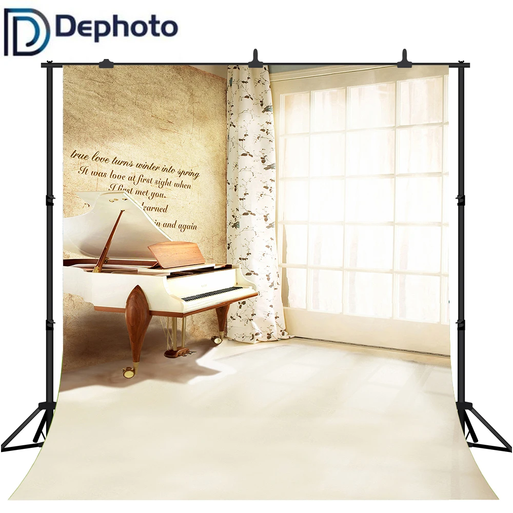 DePhoto фоновые Декорации для помещений фотография красивый белый фортепиано
