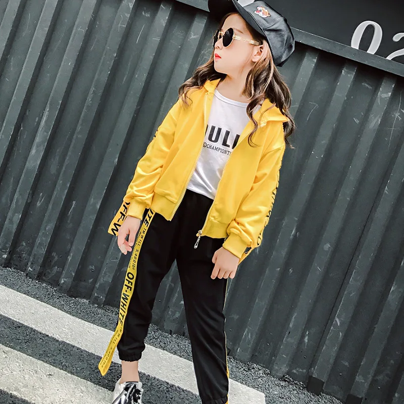 От 4 до 13 лет спортивный костюм для девочек осенняя одежда комплект 2017 шаровары с