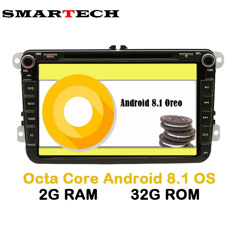 SMARTECH 8 Core 2 Din Android 8.1.0 VW стерео радио 2G RAM 32G ROM 2Din dvd плеер автомобиля для Skoda Поло