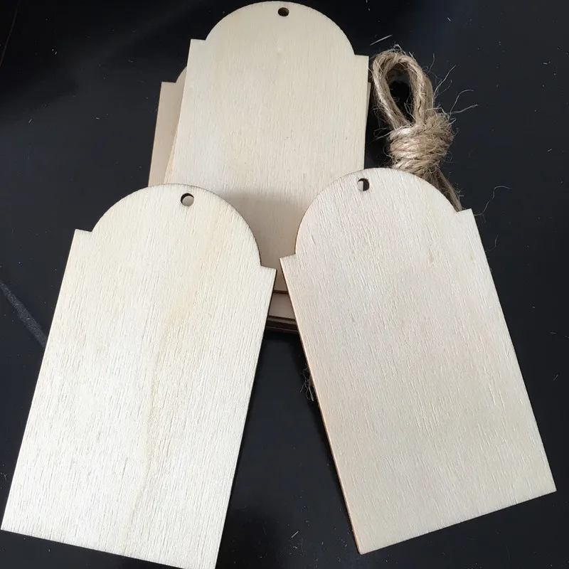 10 шт. DIY Деревянные бирки, деревянные подарочные бирки, деревянный пустой незавершенный деревянные бирки, натуральные поделки, деревянные Тэги для рождественских украшений
