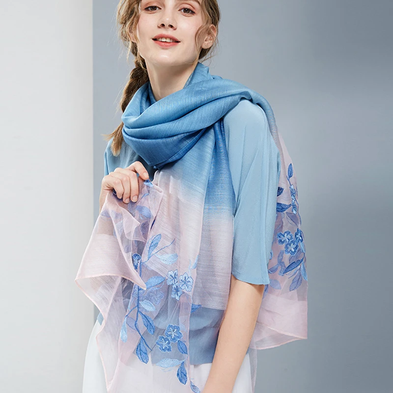 Для женщин шелк смешивание шерсти шарф 2021 бренд платки и обертывания для дам