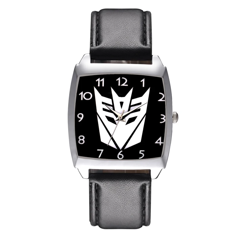 

Cartoon mask style Rectangle dial Children's Women's Kids Student boys girls Quartz Leather strap Wrist Watch JD13