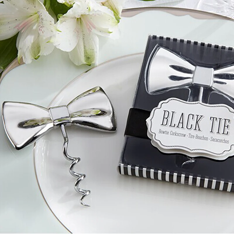 Online 12 Teile/los Schwarze Krawatte Flaschenöffner Fliege Rotwein Korkenzieher Groomsmen Geschenke Hochzeit Geschenke Favors
