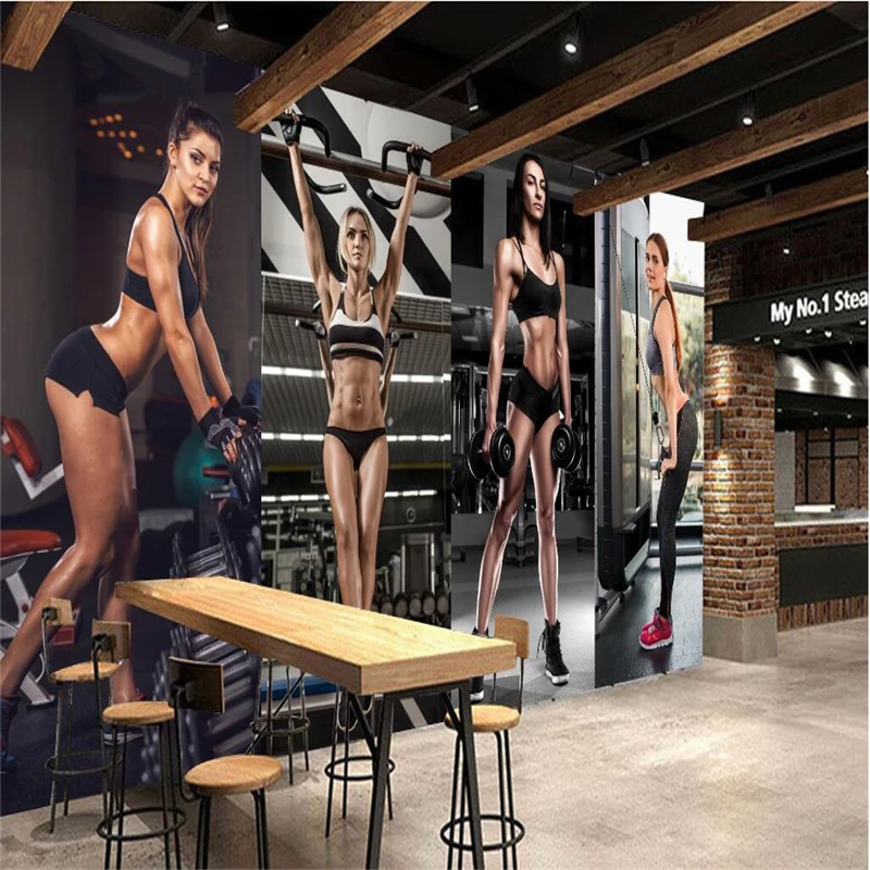 

beibehang Large-scale wallpaper mural custom any size personality creative beauty gym yoga Cafe American mural wall wallpaper