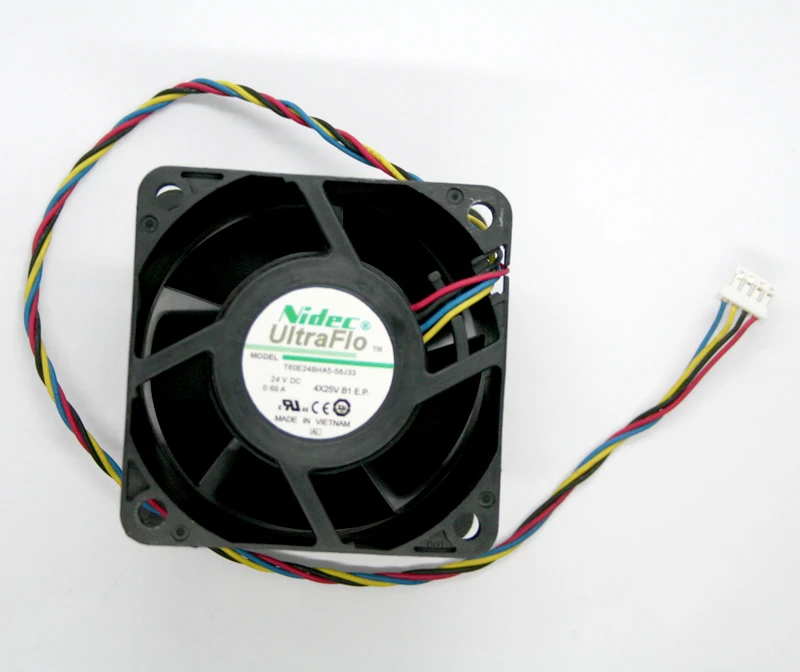 Охлаждающий вентилятор NIDEC T60E24BHA5 58J33 DC 24V 0.69A 6038 60*60*38 мм с 4 линиями|Кулеры и системы