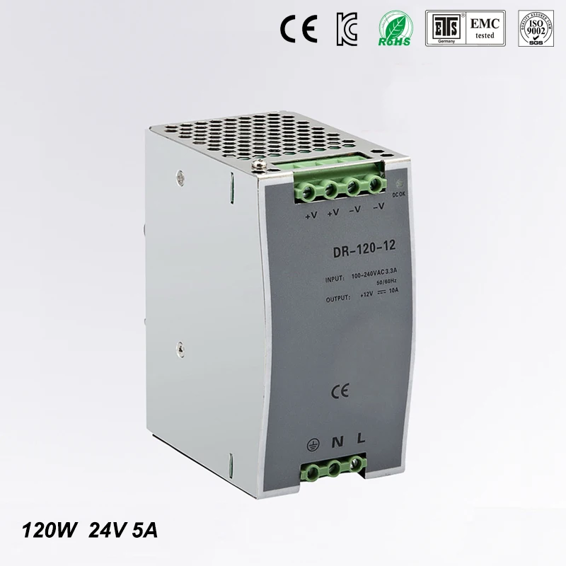 (DR-120-24) CE RoHS двухлетняя гарантия 120 Вт 24 в источник питания на din-рейку 85-в