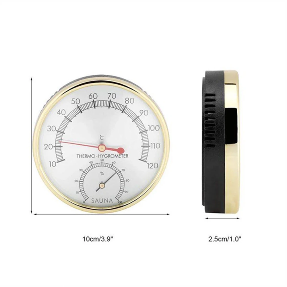 Золотой Stainless Steel Edge Sauna Room Thermometer Hygrometer Clock-0°C~120°C for Sauna Room Temperature Humidity Meter - Цвет: Золотой