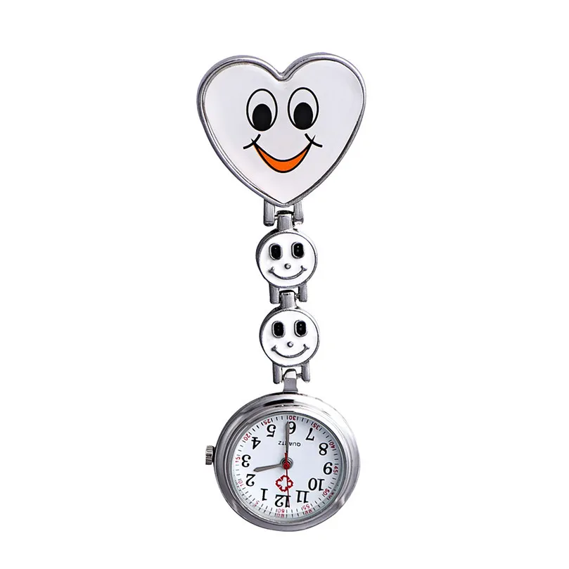 Модные женские часы Роскошные улыбающееся лицо Сердце клип-на кулон Медсестры