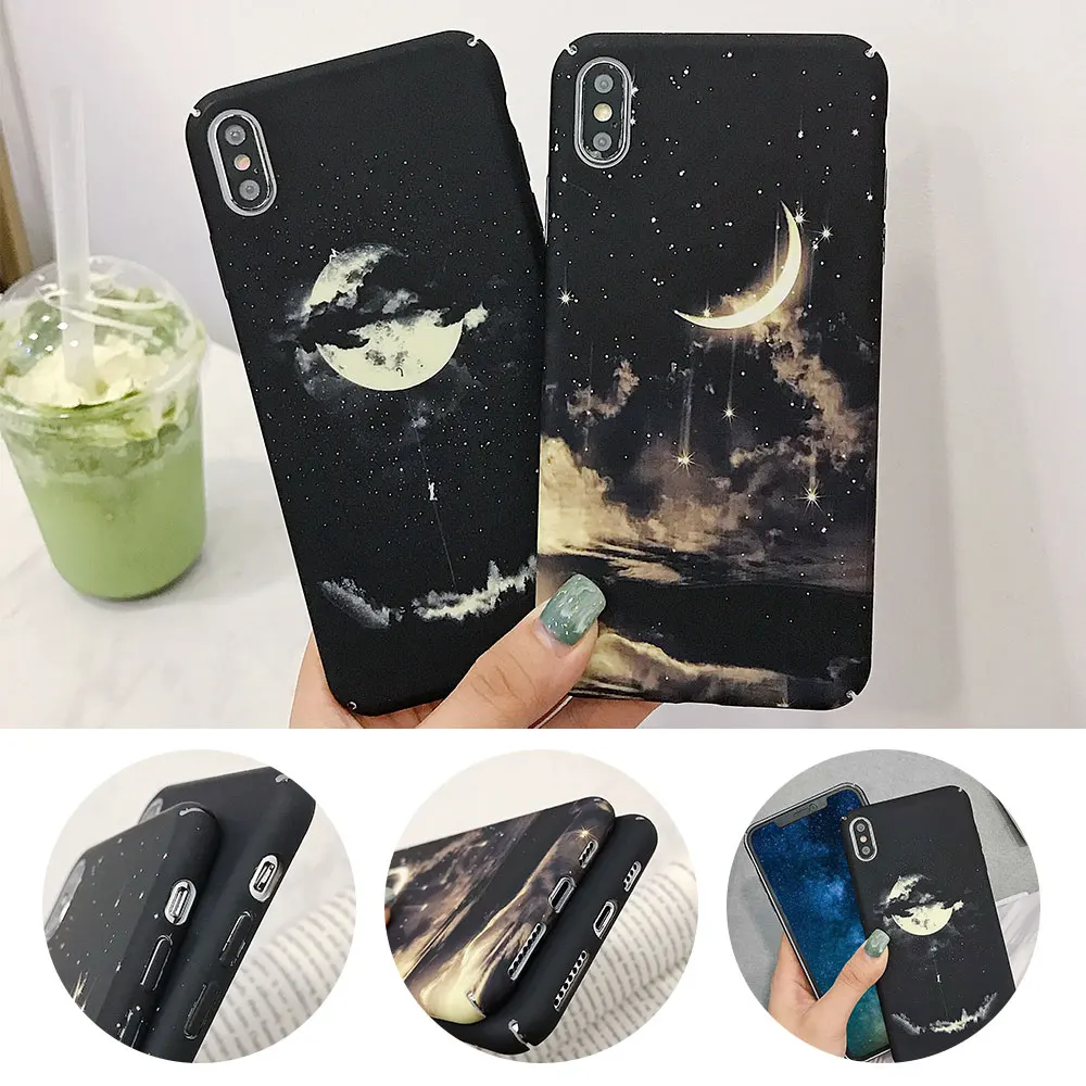 KISSCASE Night Sky Full Moon For Samsung Galaxy A7 A3 A5 2017 A9 A8 Plus A6 J6 J4 2018 Half Hard Case |