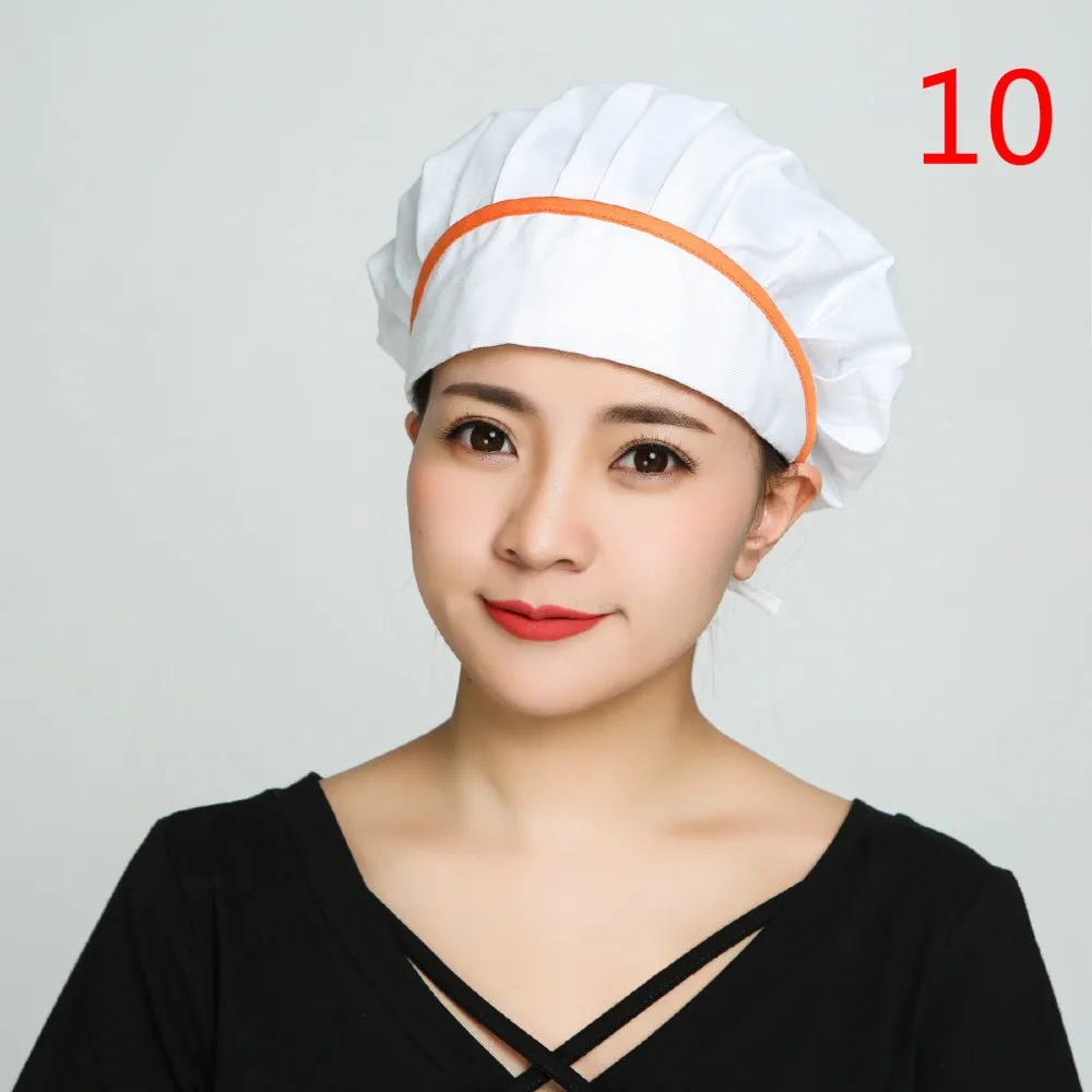 10 Шапка шеф-повара для мужчин и женщин, для кухни, пекаря, кафе, бара, ресторана, отеля, пекарни, униформа шеф-повара, для работы официанта, дышащие шапки для мастерской, пылезащитные колпачки - Цвет: 10