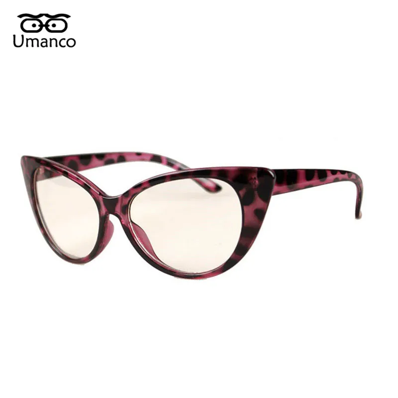 07 Umanco Cat Eye Крупногабаритные обычные очки для Для женщин Пластик Frame прозрачный Поликарбонат линзы очков уличной фотографии подарок - Цвет оправы: 07