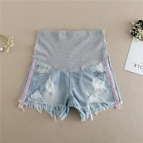 Модные брюки для беременных Одежда рваные джинсовые шорты с эластичным поясом |