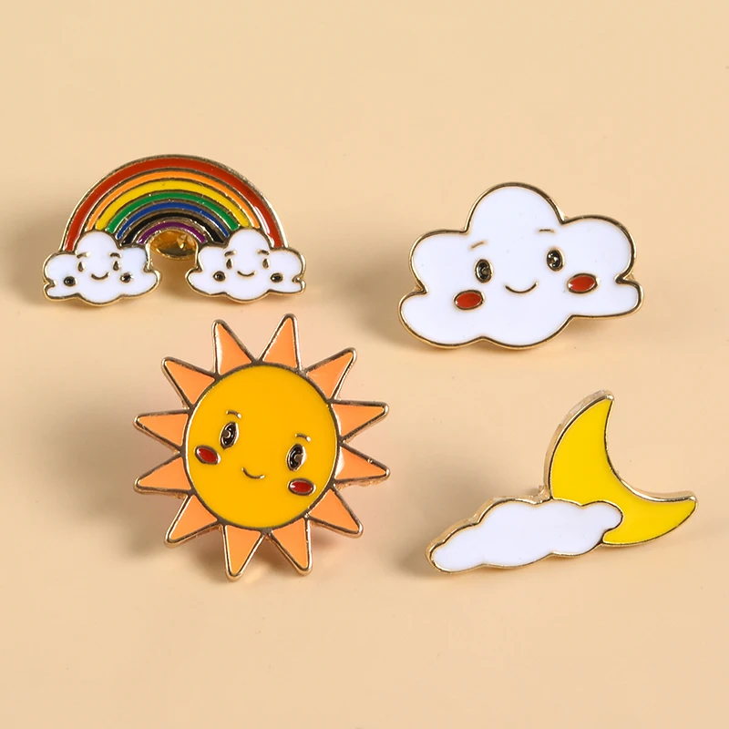 Kawaii счастливая Радуга облако Луна солнце улыбка лицо эмалевые Броши