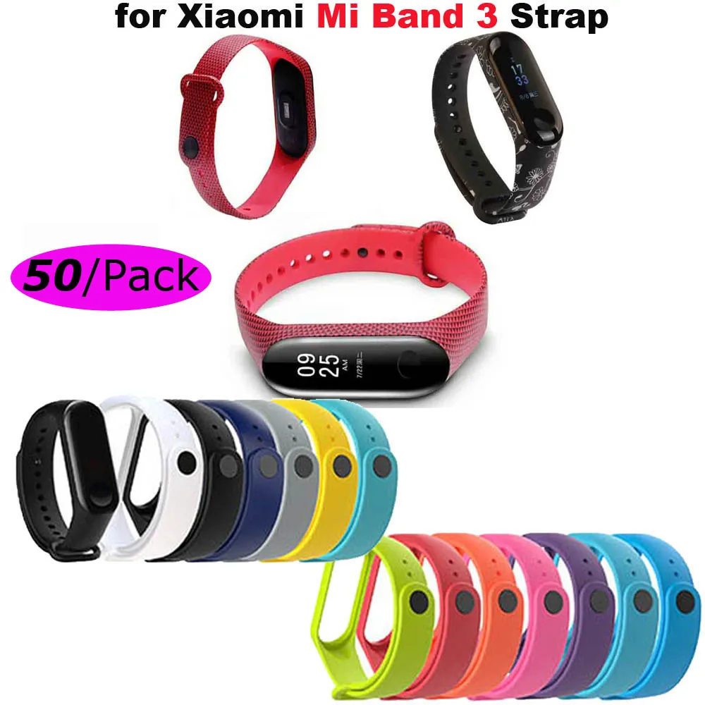Для Xiaomi mi Band 4 браслет ремешок mi band 3 силиконовый браслет 50 шт