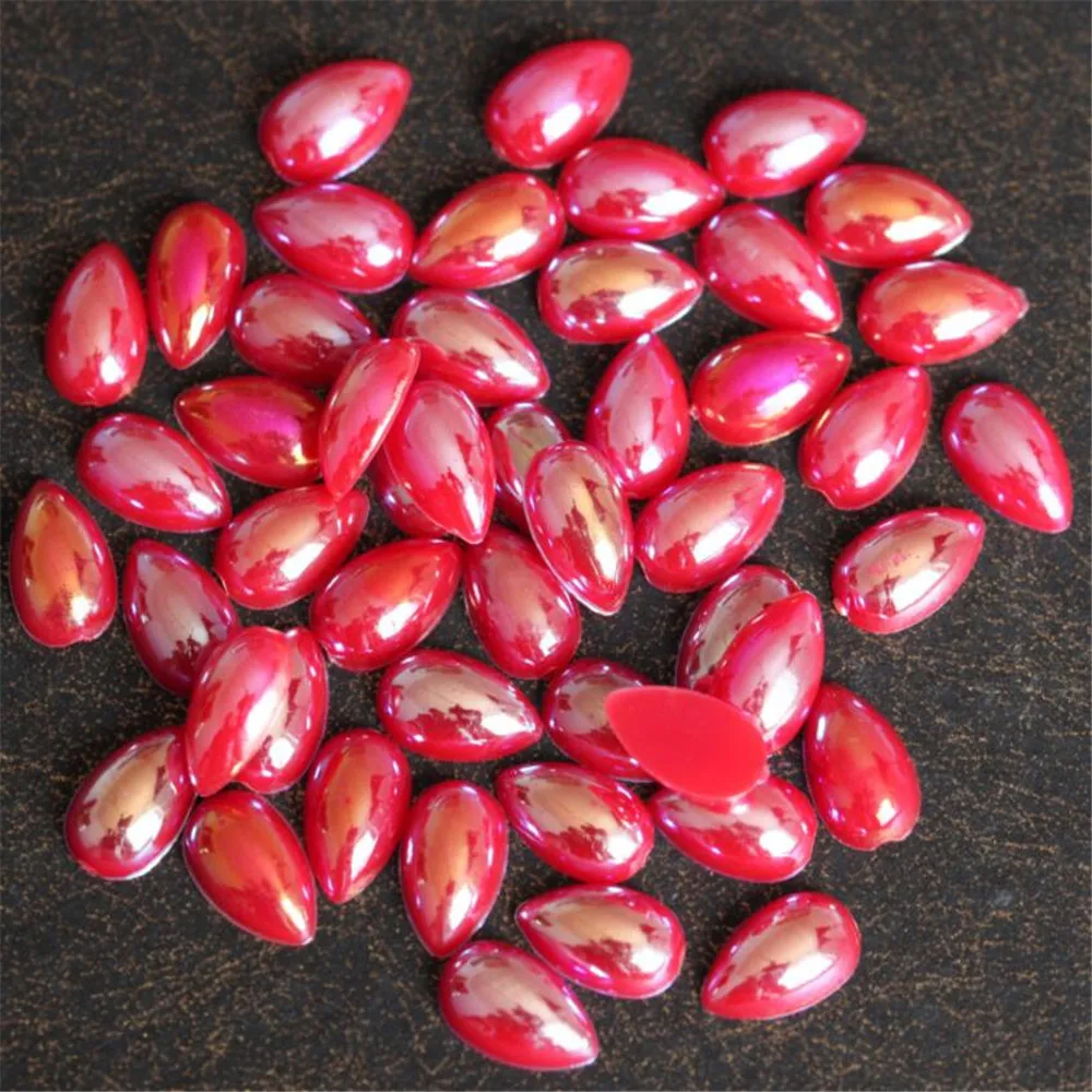 Красный AB цвет слеза капля форма Flatback Половина жемчужные бусины Свободные DIY ABS