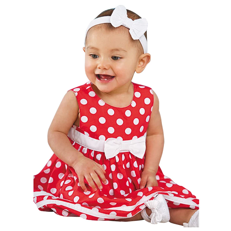 Платья для маленьких девочек летнее платье-жилет с бантом платье в горошек без