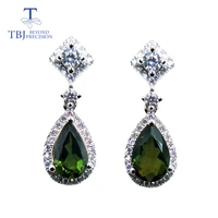 tbjnew natural water drop multicolor tourmaline gemstone shiny earring 925 sterling silver jewelry for women as birthday gift