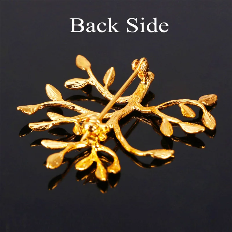 Брошь золотого цвета для мужчин и женщин модная нежная ветка дерева цветная