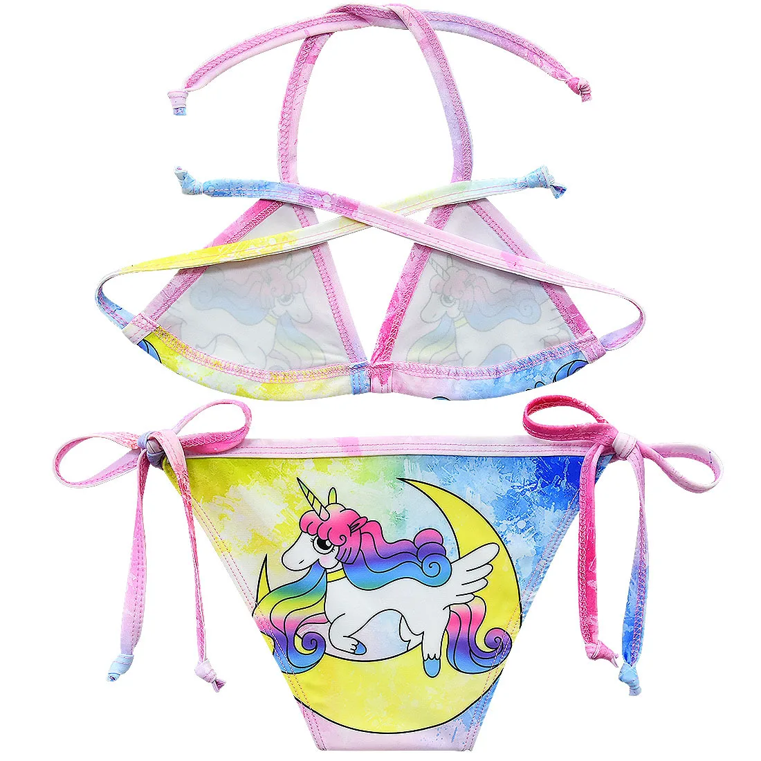 3-12Y Cute Girls Unicorn Swimsuit pink Kid Strap Bikini Suit 2pcs Outfits Fashion Clothes toddler Children | Детская одежда и