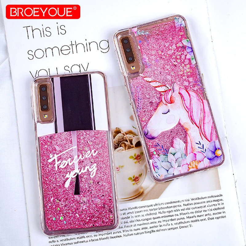 Glitter Liquid Quicksand Phone Case For Samsung Galaxy A3 A5 2017 S8 Plus Note 9 A7 2018 J3 J7 J5 |