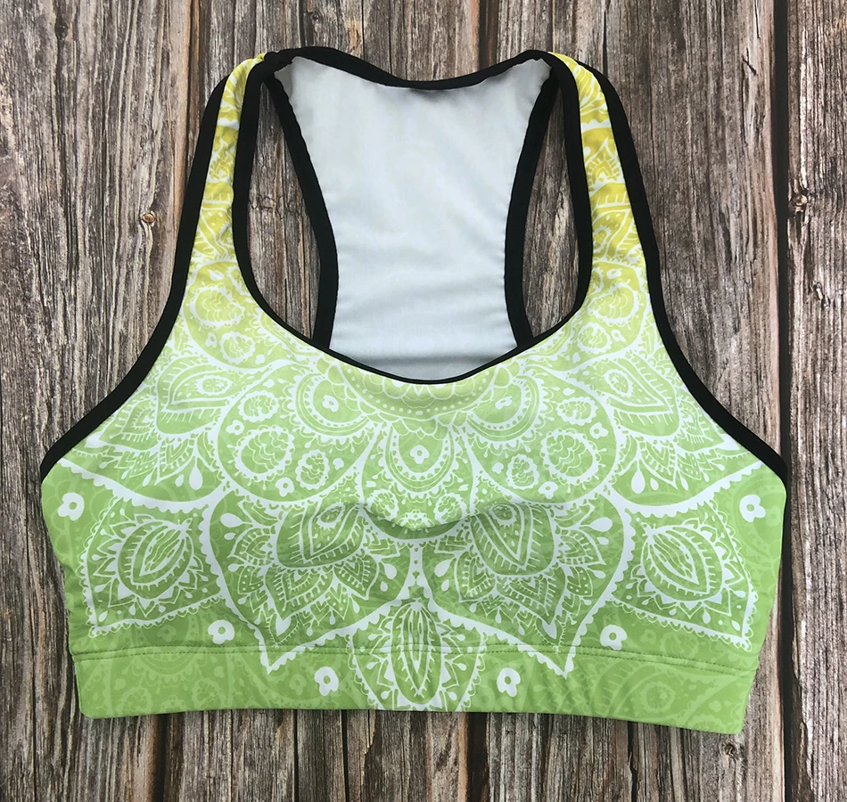 LI-FI Mandala Print Sports Bra High Stretch Breathable Top Fitness Women Padded for Running Yoga Gym Seamless Crop Bra Sport Bra