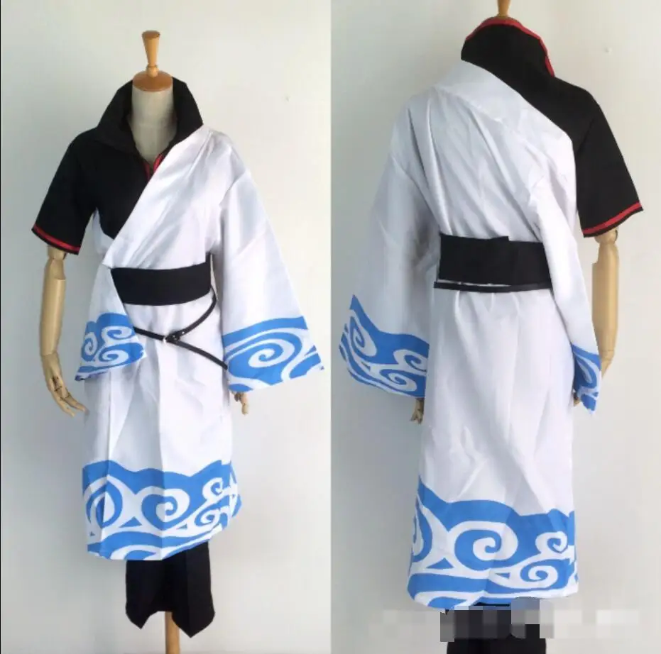 Hot Anime GINTAMA cosplay Sakata Gintoki cos Japanese Halloween Unisex kimono costumes white coat+black shirt+pants+belt | Тематическая