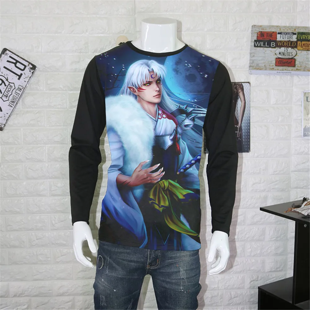 Костюм для косплея аниме унисекс Топы футболки Inuyasha футболка Sesshoumaru с коротким