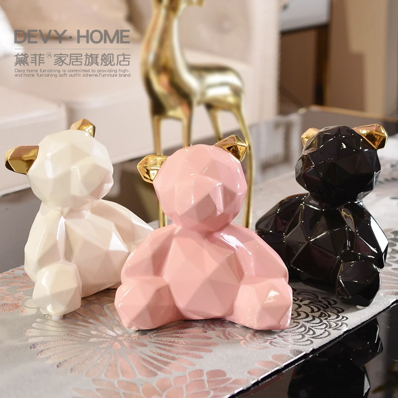 

Simple Modern Creative Geometry Bear Decoration Living Room Point Tv Cabinet Studio Desktop Soft Decoration