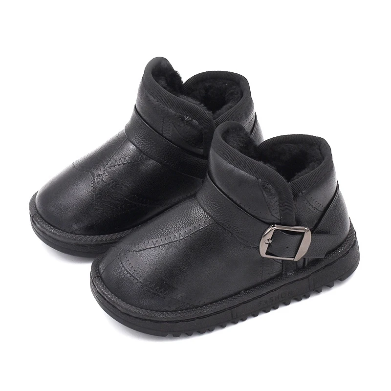 Kids Shoes Boys Winter Snow Boots Children Waterproof Leather Girls Ankle Fashion Buckle Sneakers | Детская одежда и обувь
