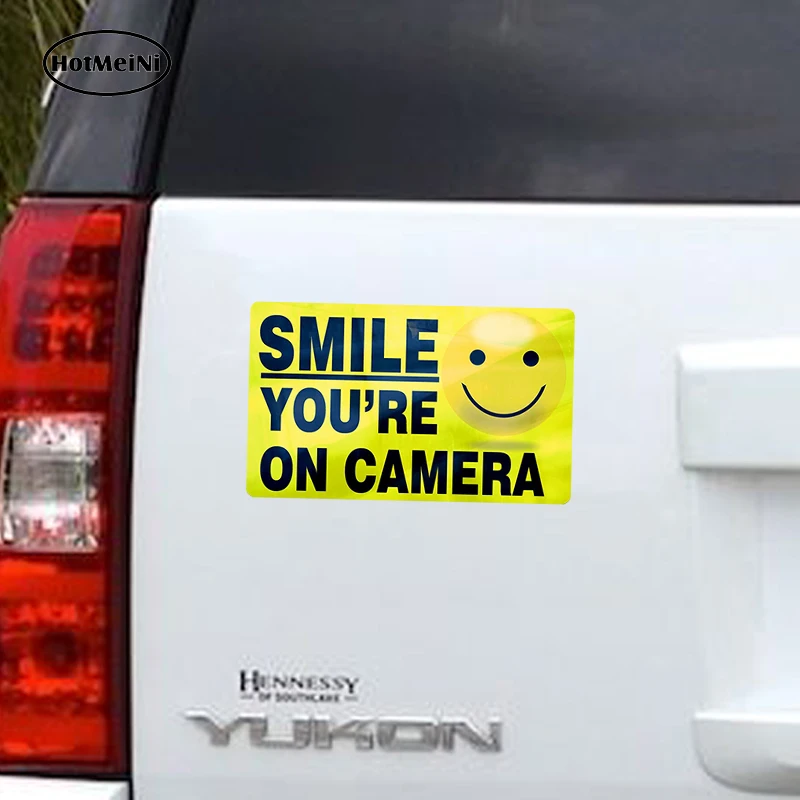 Автомобильный стикер HotMeiNi "INSIDE" SMILE YOU'RE ON CAMERA Sticker s Video Alarm Security System наклейка 13