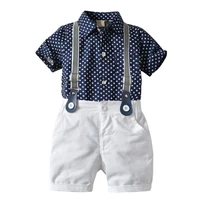 toddler boy clothes set navy stars shirt tops white shorts with belt fashion clothing set for baby boy short suit