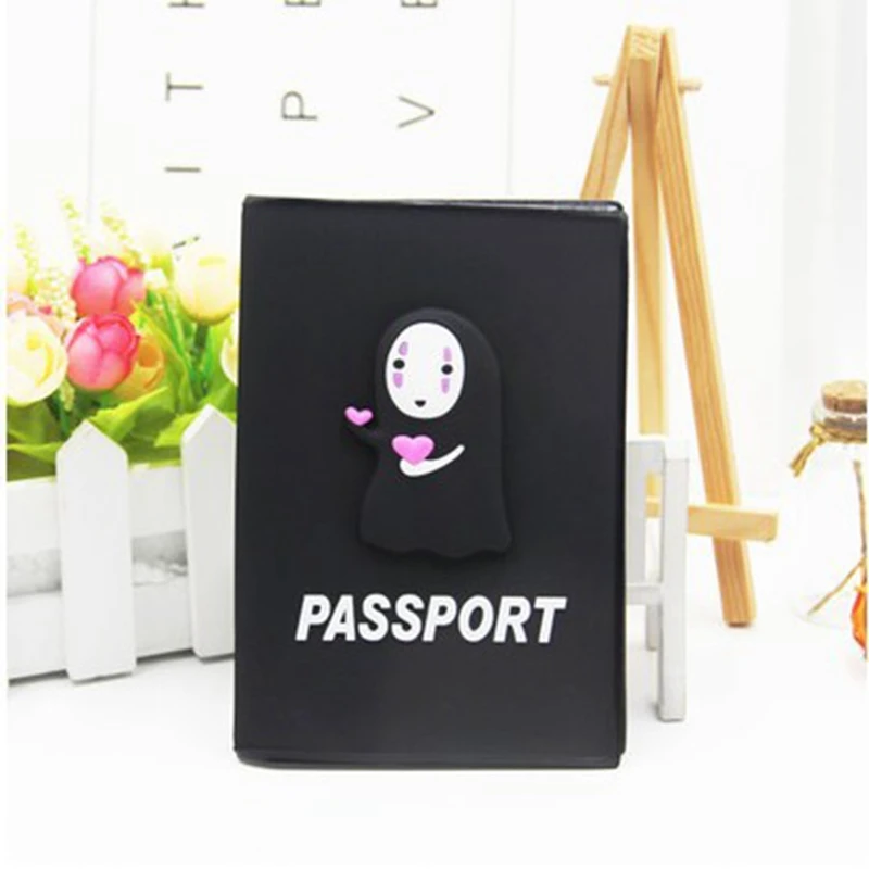 Black Passport Cover CAJIFUCO, Обложка для паспорта, мультяшная, ПВХ, карамельный цвет, держатель для паспорта, для женщин и мужчин, чехол для паспорта, силиконовый, держатель для карт - Цвет: Black Passport Cover