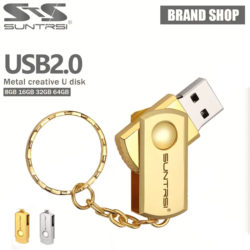 Suntrsi USB Flash Drive Поворотный Pen 32 ГБ Нержавеющей Стали Pendrive 16 ГБ/8 ГБ/4 металл Stick