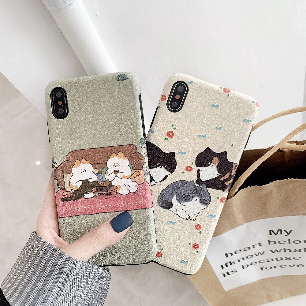 ORYKSZ Cartoon Cat Matte Soft Phone Cases For iphone XS Max Case X XR 8 7 6S 6 Plus Cover Fashion Silicone Capa |