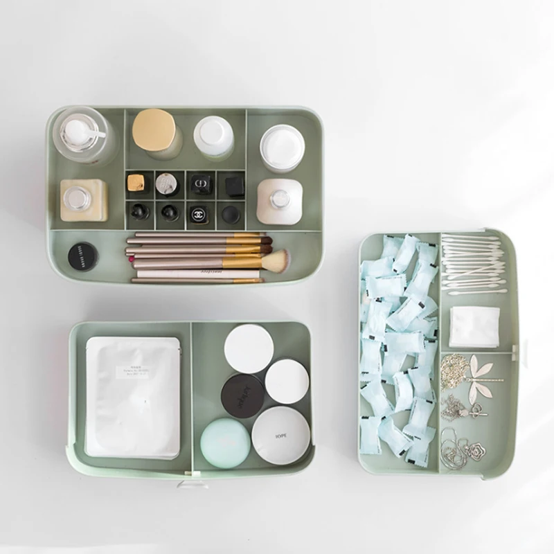 Многофункциональная практичная коробка для хранения косметики с несколькими ящиками простой Настольный
