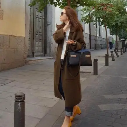 Женский трикотажный свитер с длинным рукавом длинный кардиган макси Осень-зима