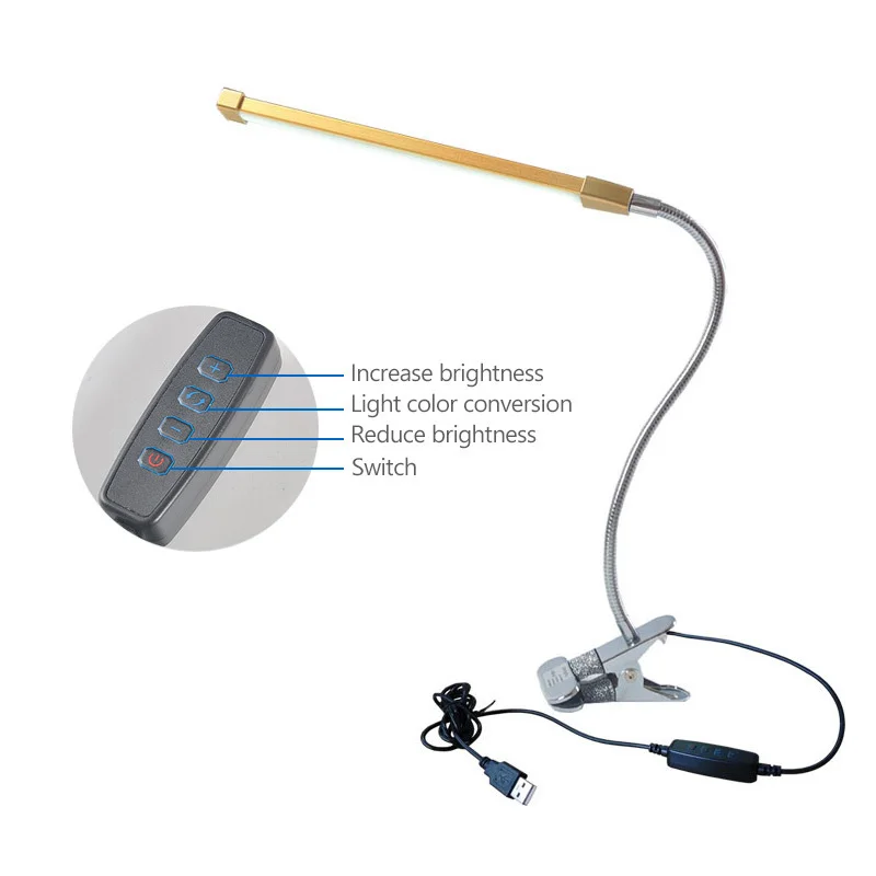 Гибкая Настольная лампа с регулируемой яркостью и светодиодным USB зажимом ультра