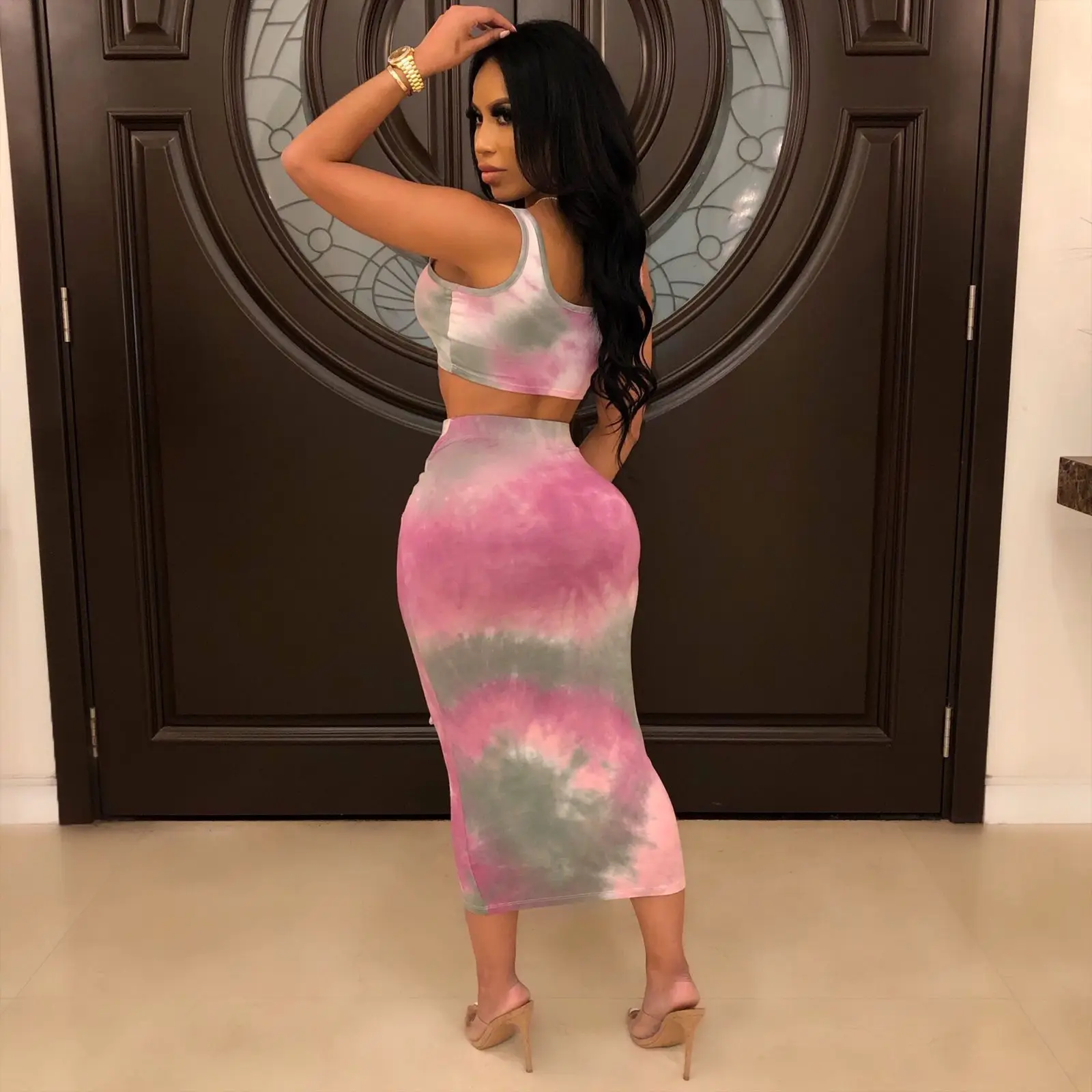 Slaygirl вечерние Клубные 2019 Женский комплект из двух предметов высокий на молнии с