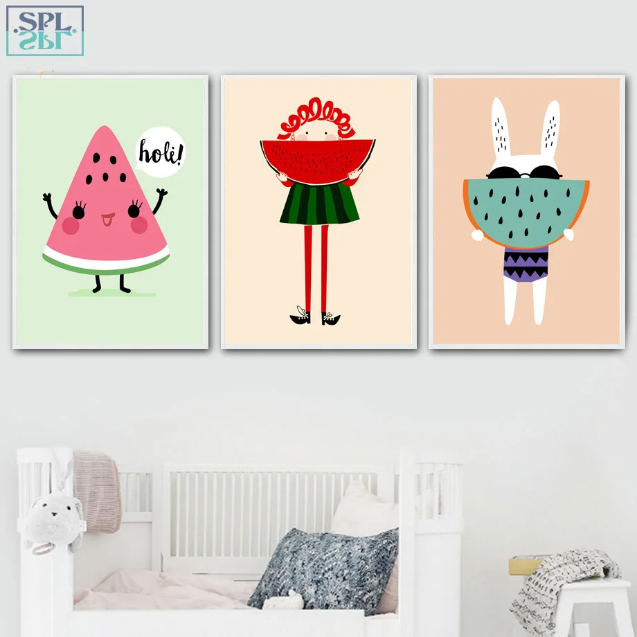 SPLSPL девушки декор комнаты кролик плакаты арбуз и печать холст картина поп арт