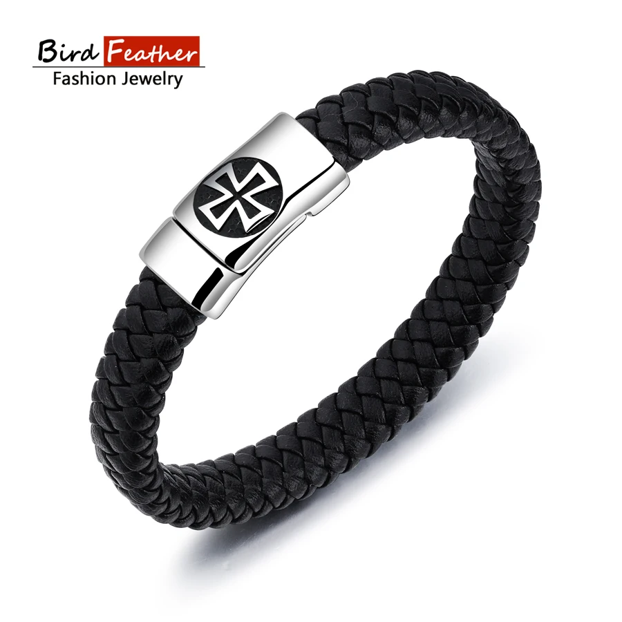 Мужской браслет с птичьим пером из нержавеющей стали браслеты подвесками для