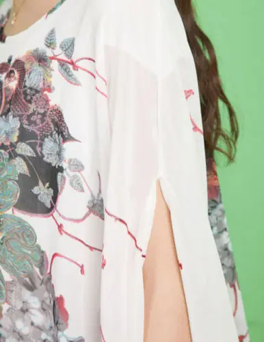 Летняя женская блузка с рукавом летучая мышь Свободная шифоновая цветочным