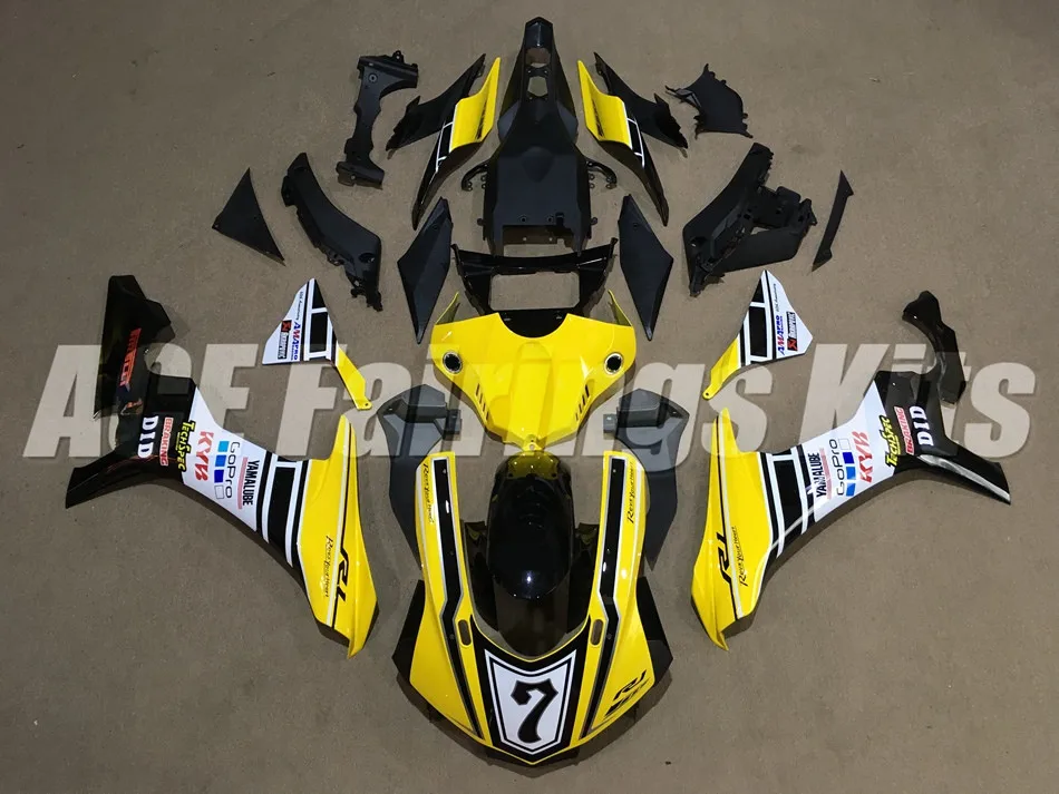 ABS Мотоциклетный вставной обтекатель комплект подходит для YAMAHA YZFR1 YZF R1 15 16 YZF1000 Обтекатели набор желтый