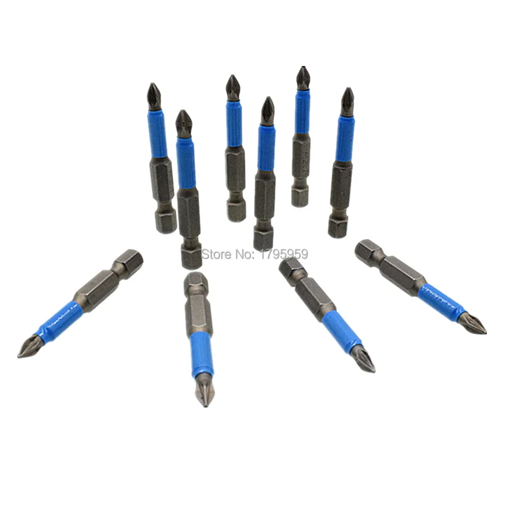 

PZ1 PZ2 Magnetic Non-slip Screwdriver Bit 50mm Long Impact Driver Pozidriv 1/4" 6.35mm Hex Shank Screwdriver Pozi Bit 10pcs Set