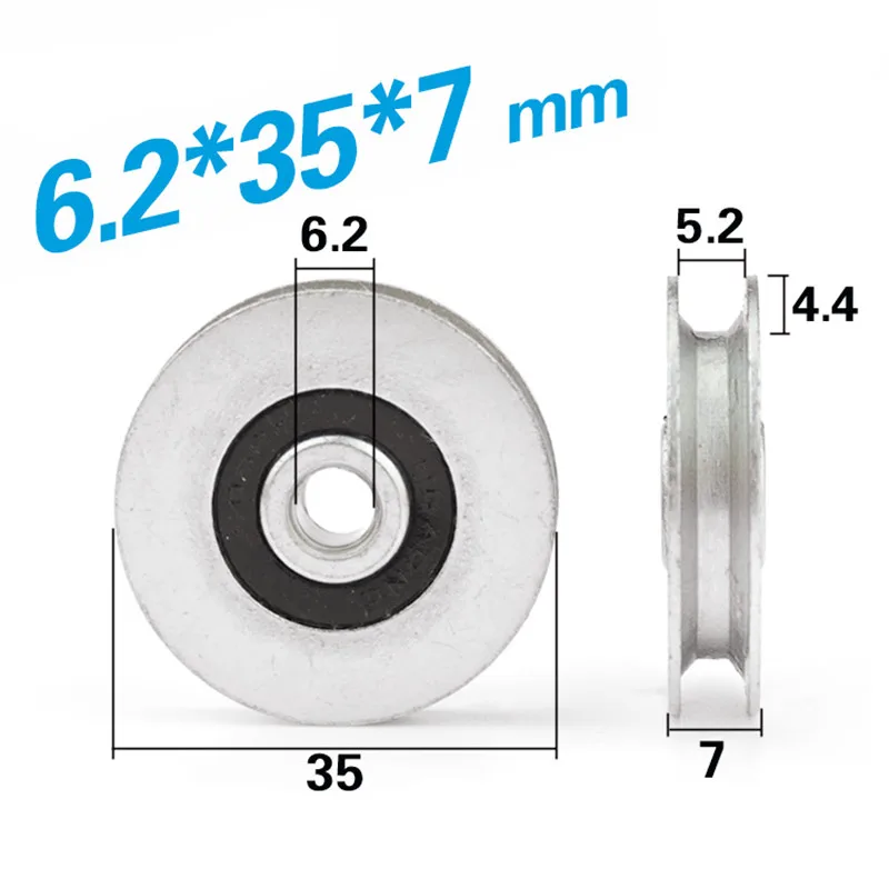 

[U0635-7NJ]10PCS high quality U groove type guide rail track pulley rail flute chrome steel bearing wheel U0635-7 6*35*7mm