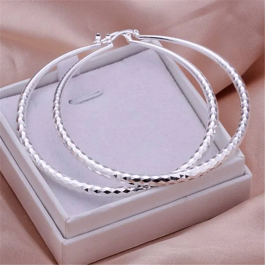 

wedding , Wholesale high quality women lady nice silver color earrings fashion 7cm big circle beautiful favorite jewelry e290